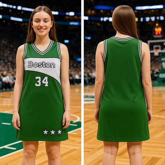Forte Bleu FBG Lady's VTG Boston Celtics Jersey Dress Women's L Green / White - Picture 3 of 9